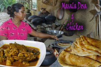 Masala Dosa ! Dosa chutney and chicken curry for masala dosa.I made it.     village kitchen recipe