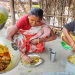 How they cooking and eating FISH CURRY & SHAK CURRY by santali tribe old couple