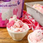circus animal cookies in ice cream with bag in the background