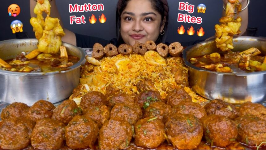 SPICY PRESSURE COOKER MUTTON FAT WITH MUTTON CURRY, CHICKEN AND EGG BIRYANI WITH CHICKEN KOFTA CURRY