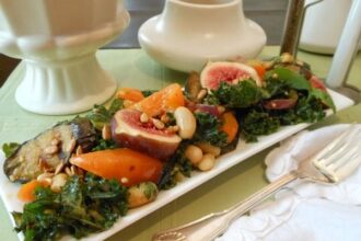 Kale Salad With Grilled Eggplant, White Beans and Fresh Figs [Vegan] – One Green Planet