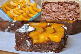 Upside Down Peach Brownies [Vegan] – One Green Planet