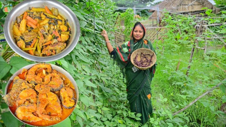 2 kg ওজনের রুইমাছের দোপেঁয়াজা সাথে মিক্স সব্জী রান্না আর দুপুরে খাওয়া দাওয়া