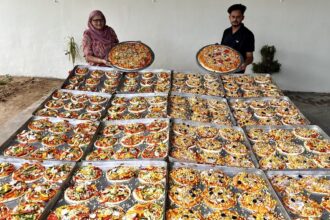 99 Pizza Making In Homemade Oven | Veg Pizza | By Grandma | Pizza Recipe | Veg Village Food