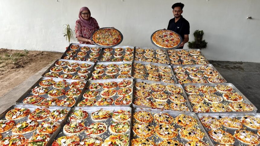 99 Pizza Making In Homemade Oven | Veg Pizza | By Grandma | Pizza Recipe | Veg Village Food
