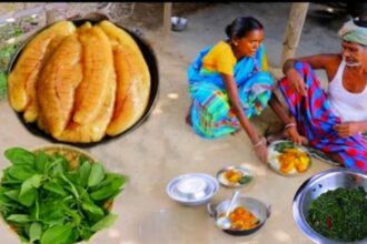 Fish Egg Curry with Potato and jute leaves recipe | fish egg village style by Santali tribe couple