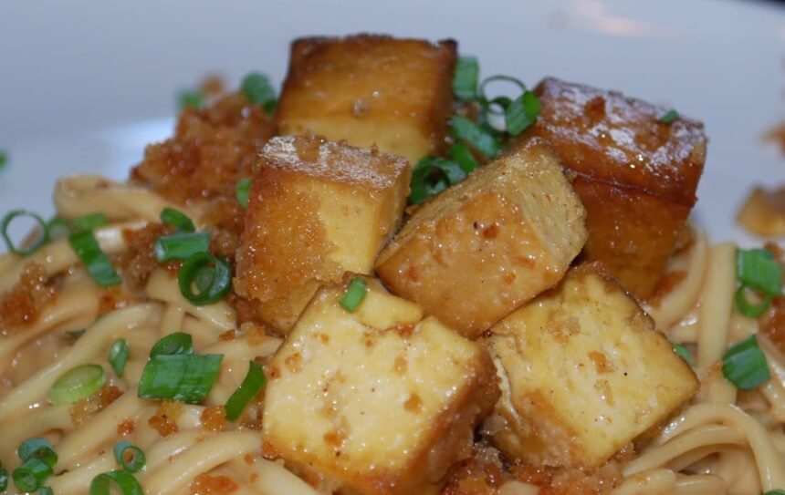 Crispy Tofu Over Thai Peanut Udon Noodles [Vegan] – One Green Planet