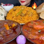 ASMR EATING PURI,MUTTON CURRY,CHICKEN BIRYANI,BUTTER NAAN BUTTER CHICKEN *SPICY FOOD