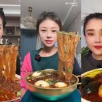 ASMR Chinese Food Eating Glass Noodles + EGGS + boiled With Sauce Mukbang 🌶️ 중국 먹방면