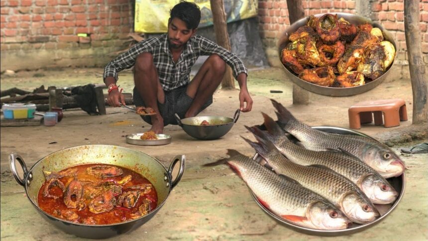 Small Rohu Fish Curry Recipe Cooking By Village Boy | Belicious Fish Masala | Rohu Machhali Recipe
