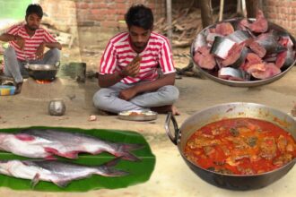 Pyasi Machhali Banane Ka Simple Tarika | silan fish curry recipe cooking and eating in village style
