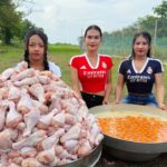 Amazing cooking chicken leg crispy with 300 egg recipe in my countryside