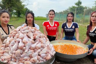 Amazing cooking chicken leg crispy with 300 egg recipe in my countryside