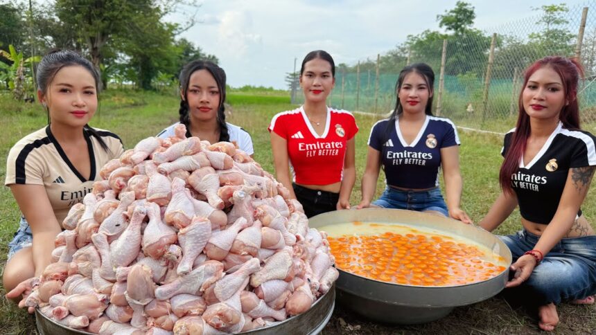 Amazing cooking chicken leg crispy with 300 egg recipe in my countryside