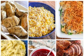 collage of photos with Thanksgiving recipes