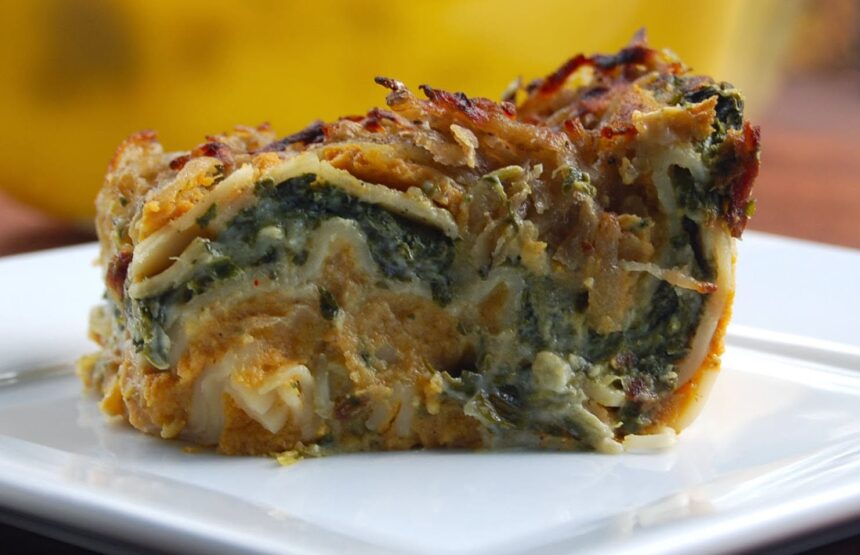 Creamy Pumpkin and Spinach Lasagna [Vegan] – One Green Planet