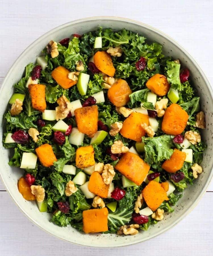 Kale Salad With Cranberries and Butternut Squash [Vegan] – One Green Planet