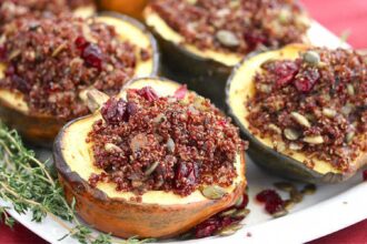 Roasted Acorn Squash Stuffed With Quinoa Mushroom Pilaf [Vegan] – One Green Planet