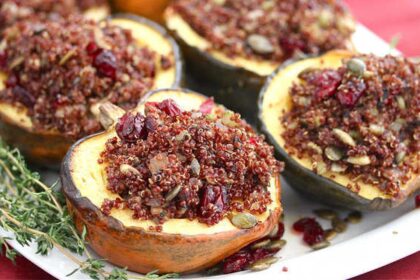 Roasted Acorn Squash Stuffed With Quinoa Mushroom Pilaf [Vegan] – One Green Planet
