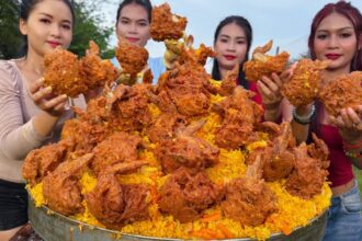 Amazing cooking chicken leg crispy with sweet potato recipe in my countryside