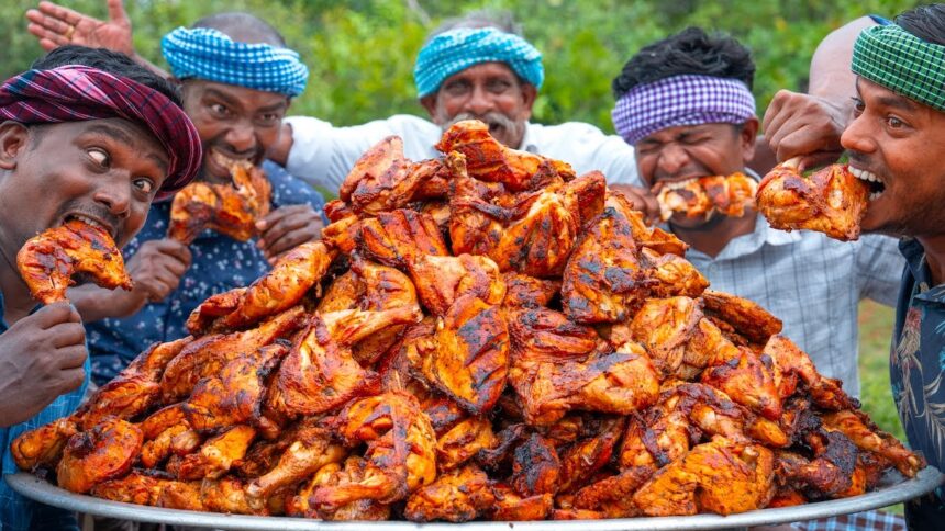 CHICKEN ROAST | Big Chicken Pieces Cooking & Eating In Village | Delicious Chicken Recipe In Village