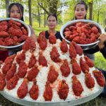 Amazing cooking chicken leg crispy with rice and chili sauce recipe in my countryside