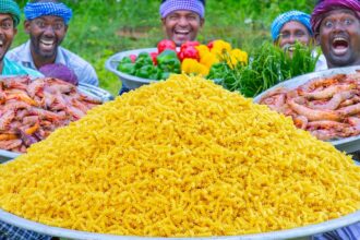 PASTA | Prawn Masala Pasta Recipe Cooking in Village | Spirali Pasta Recipe | Seafood Recipe