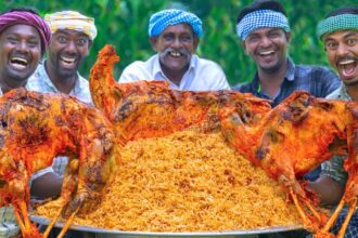 MUTTON BIRYANI | 3 FULL GOAT ROASTED MUTTON BIRYANI Recipe Cooking in Village | Arabian Biryani