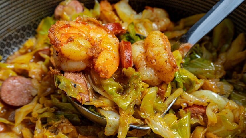 Fried Cabbage with Smoked Sausage and Shrimp | New Years Recipe