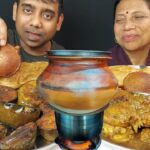 BENGALI PITHA RECIPE , PANTA BHAT WITH FISH MUKBANG EATING SHOW