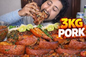 Ohh 😦 MUKBANG & RECIPE : 3kg HUGE PORK MEAT 🥩 COOKING & EATING CHALLENGE 🥵 | Hungry gadwali