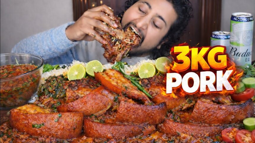 Ohh 😦 MUKBANG & RECIPE : 3kg HUGE PORK MEAT 🥩 COOKING & EATING CHALLENGE 🥵 | Hungry gadwali