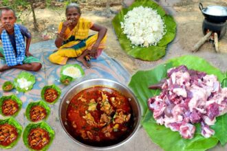 delicious MUTTON CURRY cooking & eating by santali grandmother ||Mutton curry recipe village style