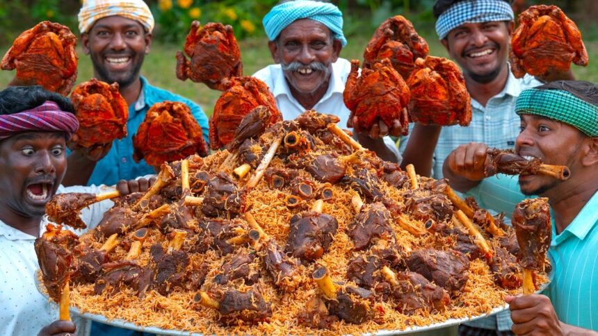 MUTTON BIRYANI | Nalli Biryani Recipe Cooking in Village | Mutton Bone Marrow Biryani | Mutton Shank