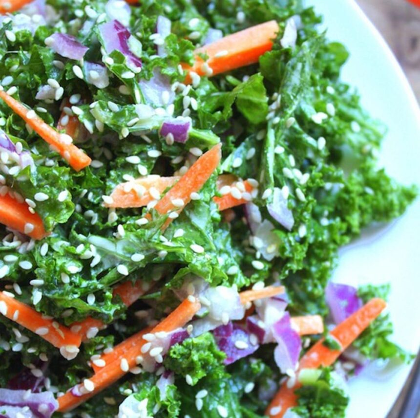 Kale Salad With Creamy Ginger Tahini Dressing [Vegan] – One Green Planet