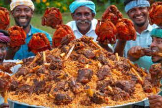 MUTTON BIRYANI | Nalli Biryani Recipe Cooking in Village | Mutton Bone Marrow Biryani | Mutton Shank