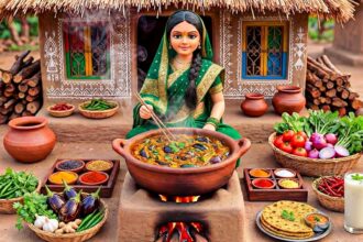 Miniature Doll Makes Smoky Baingan Bharta & Sweet Lassi | Indian Village Tiny Kitchen ASMR