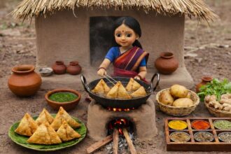 Miniature Doll Delicious Samosa Cooking ASMR | Indian Village Tiny Kitchen Recipe