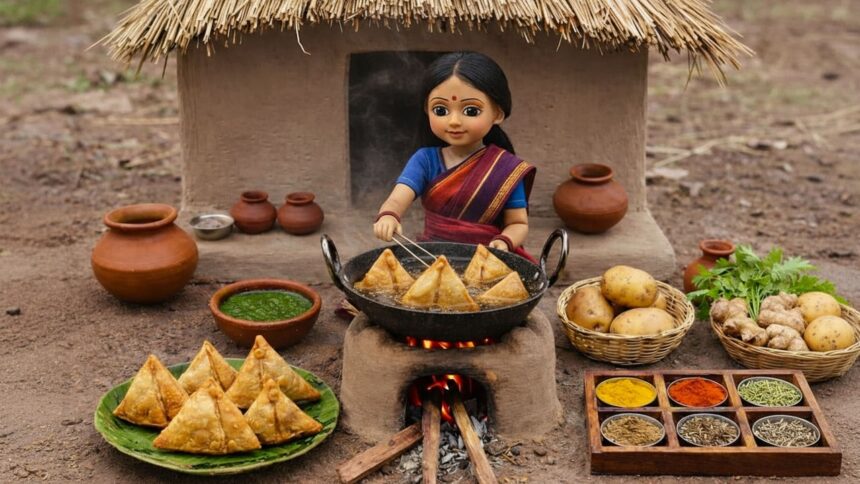 Miniature Doll Delicious Samosa Cooking ASMR | Indian Village Tiny Kitchen Recipe