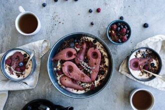 Berry Lavender Poached Pears With Granola [Vegan, Gluten-Free] – One Green Planet